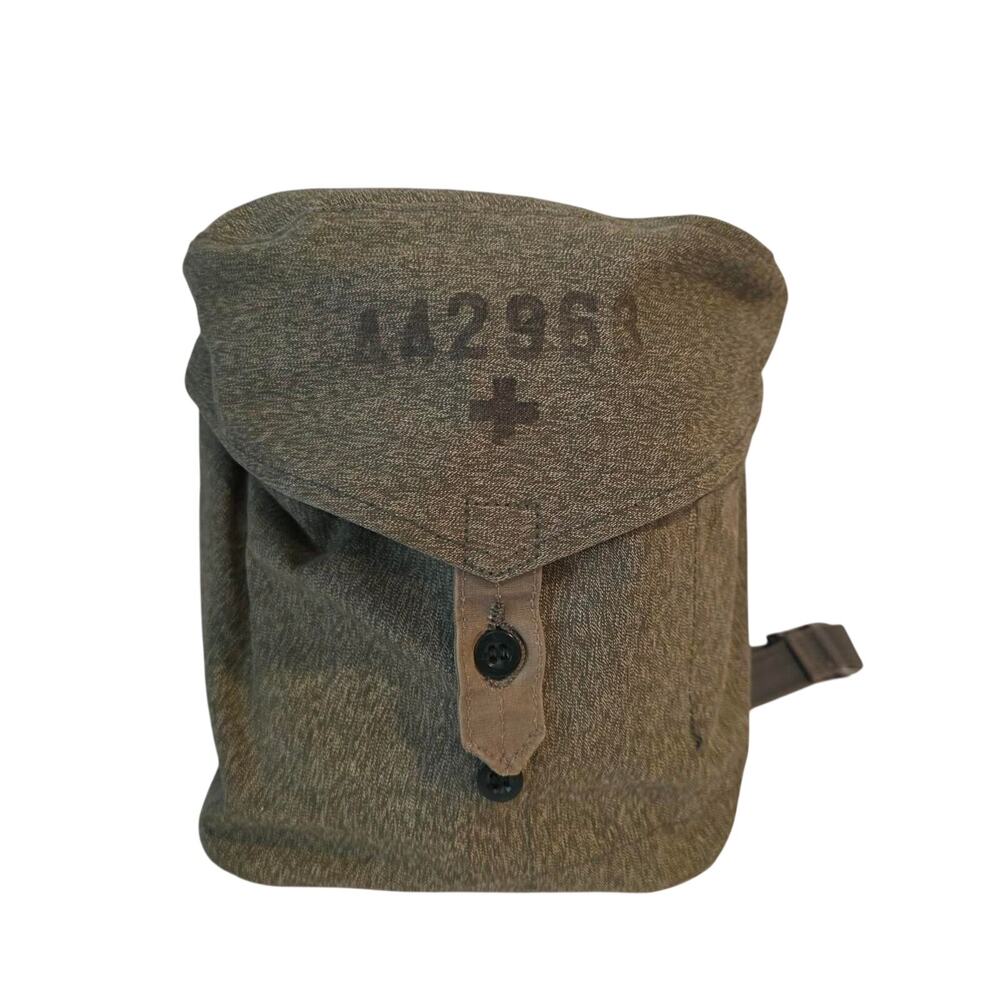 Vintage Swiss Military Salt & Pepper Canvas Gas Mask Messenger Bag
